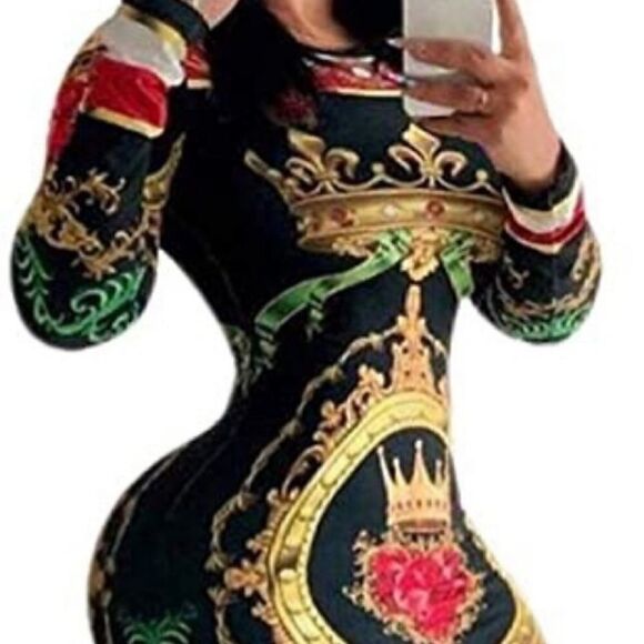 Fabulous Printed Midi Dress size 1XLarge - Picture 1 of 9